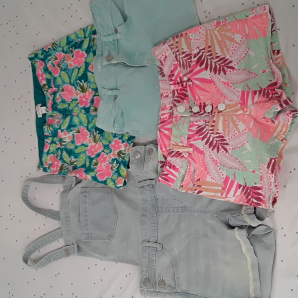 Cat & Jack Shorts Bib Overall Floral Girl Sz 10/12